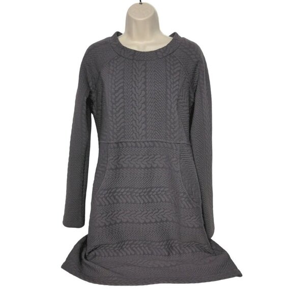 Prana Women's Macee Sweater Dress Size Medium Jacquard Gray Textured - Picture 1 of 6